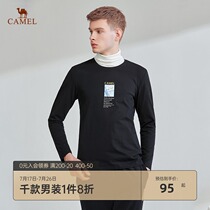 Camel mens 2021 trend printing mens long-sleeved t-shirt spring and Autumn new round neck slim inner tie base shirt