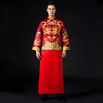 Dragon and phoenix coat groom 2021 new Chinese wedding dress toast suit wine red couple Xiuhe suit mens retro dress