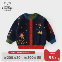 Rabbi tree childrens clothing boys cardigan sweater 2022 spring new baby padded knitwear children coat clothes