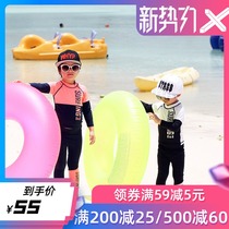 Korean version of the new mens and womens long-sleeved bathing suit split long pants sunscreen quick-drying girls  childrens swimsuit middle child