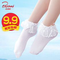 Children Socks Girl Flowers Side Socks Summer Thin Cotton Socks White Princess Lace Socks Mesh Dance Practice Short Socks