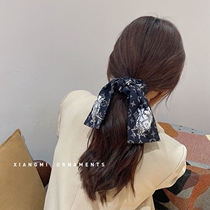 Low ponytail hair jewelry bow streamer Hairband head rope ribbon headgear Net red senior sense ponytail belt female tie hair