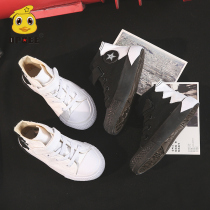 Childrens canvas shoes 2021 spring and autumn Korean version of high-top boys and girls shoes color color Velcro casual Mandarin shoes