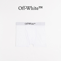 OFF-WHITE mens white knit three dress logo flat corner briefs