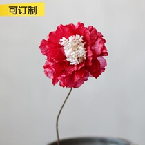 Mountain tree pure handmade dried flower simulation flower art big red 12cm large peony flower interior decoration living room art