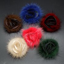Autumn and winter New plus button clothing cloth paste mink hair flower brooch sweater coat decoration high-grade jewelry corsage