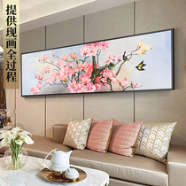 Mousse Wei pure hand-painted oil painting modern Chinese living room sofa background decorative painting bedroom hanging painting Magnolia