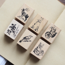 Yemipu cute wooden forest story squirrel rabbit animal handbook material diary decoration DIY seal