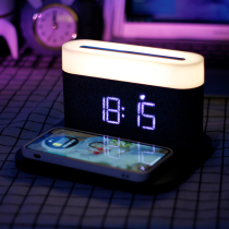 Multifunction smart alarm clock mobile phone wireless charger night light children students use desktop mute electronic clock table