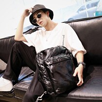 Hong Kong leather backpack for men and women casual backpack soft leather backpack trend Street backpack tide