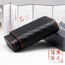 Sikaxikar Three Fitted Cigar Leather Jacket Cow Leather 3-Place Grid Case Cedar Wood Portable Leather Sleeve 249HP