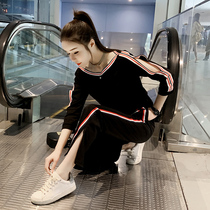 Sports Casual Suit Women 2021 Spring Autumn New Pure Cotton Fashion Foreign Air Broadlegged Pants Two Sets Summer Little Subs