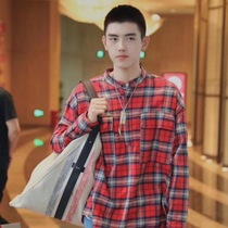 fog fear of god main line Season 6 trend loose Henry collar striped plaid shirt long sleeve High Street