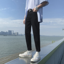 Summer nine - point jeans men and Korean edition trend to make small foot in 2021 new harbor wind and men pants