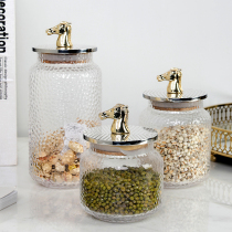 Light luxury transparent crystal glass sealed cans kitchen storage cans creative sugar jars restaurant decorations ornaments