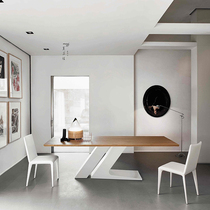 Nordic solid wood dining table personality long table square table office desk desk loft designer creative furniture