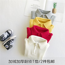 2021 Winter style childrens clothing 4 Children thickened without inverted velvety turtlenecks Long sleeves T-shirts 3 boys 4 girls polo shirts bottom-shirts