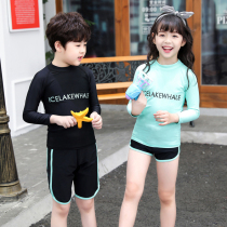 Kids Swimsuit Girls 2021 New Korean Long Sleeve Sunscreen Three-Piece Set Split Boys Winter Girls Hot Spring Swimsuit