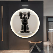 Violent Bear kaws porch decorative painting living room rice dining room LED lamp glowing hanging painting modern light luxury round murals