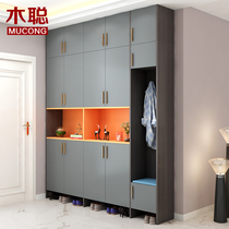 Light luxury porch cabinet shoe cabinet integrated against the wall into the home door modern large capacity locker to the top customized