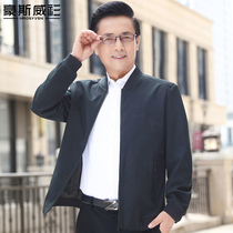 Spring and autumn new mens father autumn casual jacket middle-aged mens baseball collar coat middle-aged top