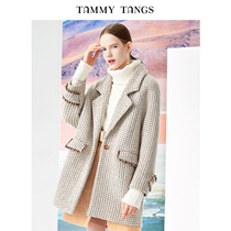 Sugar force winter new European and American woven tweed wool coat womens long loose wool coat