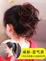 Pellet head theorizer wig ring disc hair fluffy curly hair lady real hair natural curly hair Circle flower buds lazy people hairdresser