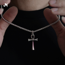 JANNENG 925 sterling silver cross pendant Anka of life for men and women neutral ins Wind tide take necklace