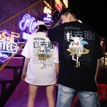 Couple dress summer clothes ins Hong Kong style brand short sleeve T-shirt men travel holiday loose summer clothes niche design sense