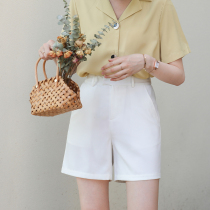 2021 summer thin new French high waist white suit shorts loose casual hanging straight pants