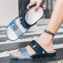 Summer Tide Jelly Sandals Sandals Mens Outdoor Non-slip Wear and slippers Dual-use soft bottom Driving beach to cool down