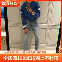 BROTHER 2020AW mens new fake two knitwear Korean ins Net Red personality sweater mens tide