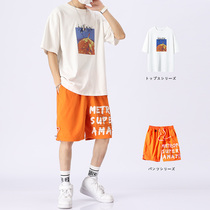 T-shirt short-sleeved mens t-shirt summer half-sleeve ins tide brand 2021 new trend loose ruffian handsome mens two-piece suit