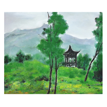 Li Tings original hand-painted landscape oil painting in the corner of the deep mountain