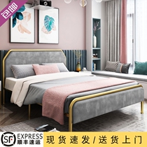  Nordic wrought iron sheets double bed 1 5 1 8 meters Modern simple ins net red princess childrens iron frame bed light luxury