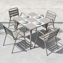 Outdoor garden courtyard aluminum alloy leisure dining chair round table outdoor villa balcony terrace milk tea shop long table and chair