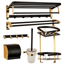 Toilet shelf space aluminum non-perforated oxidation thickening towel rack black gold matching set new product promotion