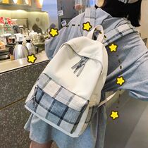 ins bag girl han edition high school college student campus Mori backpack ancient feeling girl canvas plaid double shoulder bag
