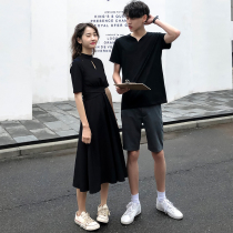 Couple summer suit 2021 New temperament ins short sleeve t-shirt you dress me jumpsuit skirt niche design sense