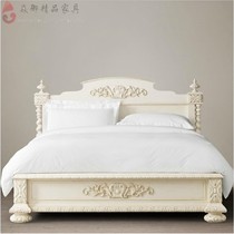 Solid wood bed European and American retro carved Villa Bungalow export 1 8 meters 2 wedding bed master bedroom furniture customization