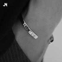 JANNENG original design 925 sterling silver bracelet simple beveled men and women couples chic open bracelet