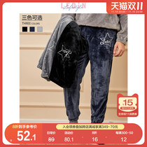 Lecho pajamas men's autumn winter trousers loose flannel home new men's simple home pants