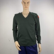 Pine Green V-Neck Cardigan Soldier Autumn and Winter Warm Sweater