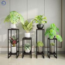 Net red flower frame living room indoor TV cabinet next to Nordic iron flower pot simple floor-standing balcony shelf Green