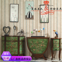 American fighting cabinet painted with old furniture semi-circle partition cabinet lockers into the door hall cabinet Xuanguan cabinet