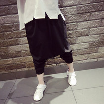Spring summer and summer thin boys cotton black Harlan pants for small and medium-sized children's pants children's crotch pants trend