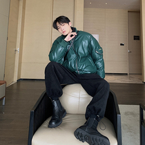 Hualun winter baseball jersey cotton suit mens ins tide thick pilot PU jacket leather jacket tide brand menswear