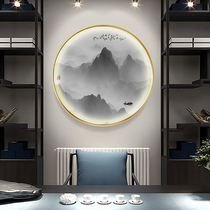 Luminous with light LED round decorative painting new Chinese porch corridor mural ink painting decorative lamp painting