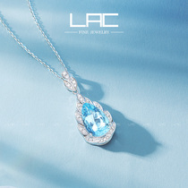 LAC high jewelry natural aquamarine pendant female 18K gold color gemstone necklace pendant (chain not included)