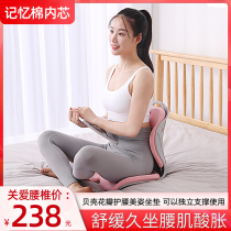 Office sedentary seat with waist cushion and shell petals in the working chair of the waist support and mat